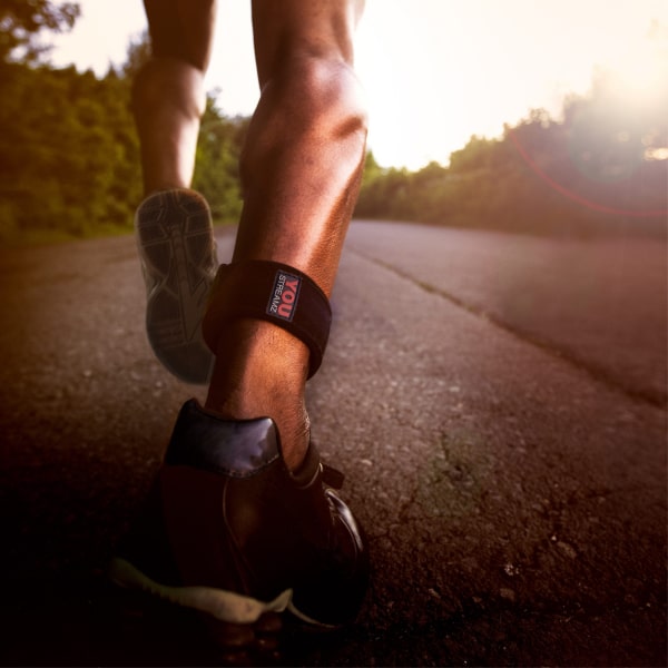 YOU Streamz ankle band on athlete leg for recovery and rehabilitation, natural therapy for humans.
